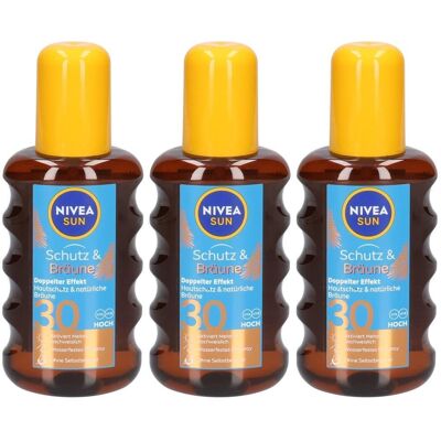 Nivea Sun Schutz & Bräune Öl-Spray LSF 30 200Ml x3 3x200 ml Nivea Sun Schutz & Bräune Öl-Spray LSF 30 200Ml x3 3x200 ml