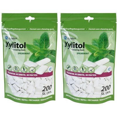 Miradent Xylitol Chewing Gum Spearmint Ref. 2x 2x200 St Kaugummi Miradent Xylitol Chewing Gum Spearmint Ref. 2x 2x200 St Kaugummi