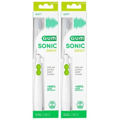 GUM Sonic Daily ZB Weiss x2 2x1 St Zahnbürste GUM Sonic Daily ZB Weiss x2 2x1 St Zahnbürste