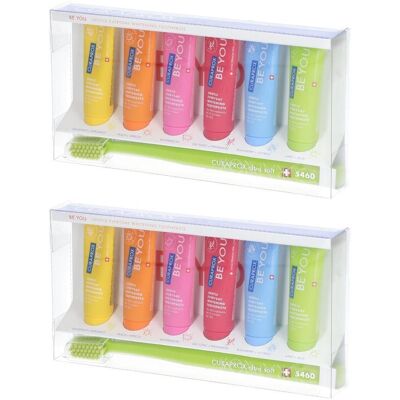 Curaprox be you Mix-Set 6-Zahnpasten+1-Zahnb. 2x 2x1 St Kombipackung Curaprox be you Mix-Set 6-Zahnpasten+1-Zahnb. 2x 2x1 St Kombipackung