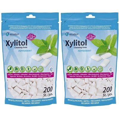 Miradent Xylitol Chewing Gum Minze Refill 2x 2x200 St Kaugummi Miradent Xylitol Chewing Gum Minze Refill 2x 2x200 St Kaugummi