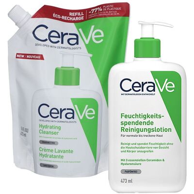 CeraVe Feuchtigkeitsspendende Reinigungslotion + Reinigungsl 2x473 ml Kombipackung CeraVe Feuchtigkeitsspendende Reinigungslotion + Reinigungsl 2x473 ml Kombipackung