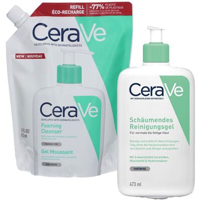 CeraVe Schäumendes Reinigungsgel: pflegender Reinigungsschaum für normale bis fettige Haut 2x473 ml Gel CeraVe Schäumendes Reinigungsgel: pflegender Reinigungsschaum für normale bis fettige Haut 2x473 ml Gel