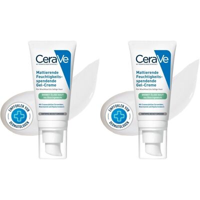 Cerave feuchtigkeitsspendende Gel-Creme matt 2x 2x52 ml Creme Cerave feuchtigkeitsspendende Gel-Creme matt 2x 2x52 ml Creme