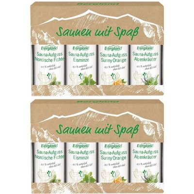 Bergland Saunen mit Spaß 4 versch.Sorten Konzentrat 2x 2x4x50 ml Bergland Saunen mit Spaß 4 versch.Sorten Konzentrat 2x 2x4x50 ml