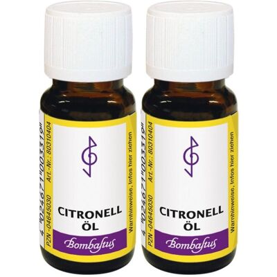 Bombastus Citronell Öl 2x 2x10 ml Ätherisches Bombastus Citronell Öl 2x 2x10 ml Ätherisches