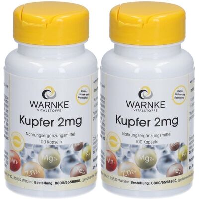 WARNKE Kupfer 2 mg Kapseln 2x 2x100 St WARNKE Kupfer 2 mg Kapseln 2x 2x100 St