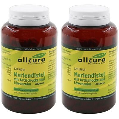 allcura Mariendistel MIT Artischocke und Löwenzahn Kapseln 2x 2x120 St allcura Mariendistel MIT Artischocke und Löwenzahn Kapseln 2x 2x120 St