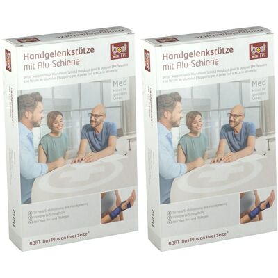 Bort Handgelenkstütze m.Aluschiene re.L schwarz 2x 2x1 St Bandage(s) Bort Handgelenkstütze m.Aluschiene re.L schwarz 2x 2x1 St Bandage(s)
