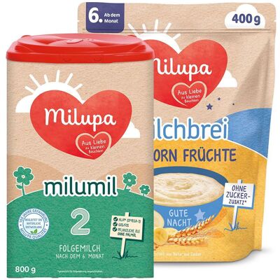 Milupa Milumil 2 & Gute Nacht Milchbrei Vollkorn Früchte 800+400 g Pulver Milupa Milumil 2 & Gute Nacht Milchbrei Vollkorn Früchte 800+400 g Pulver