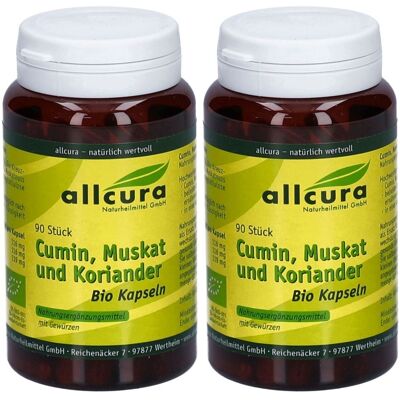 allcura Cumin Muskat und Koriander Bio Kapseln 2x 2x90 St allcura Cumin Muskat und Koriander Bio Kapseln 2x 2x90 St