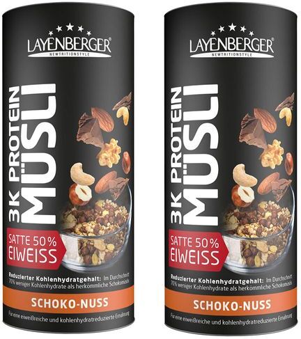 LAYENBERGER® Layenberger 3K Protein Müsli Schoko-Nuss 2x390 g Müsli LAYENBERGER® Layenberger 3K Protein Müsli Schoko-Nuss 2x390 g Müsli