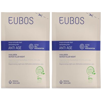 Eubos Anti-Age Hyaluron Repair Filler Night Nf.Btl 2x 2x50 ml Creme Eubos Anti-Age Hyaluron Repair Filler Night Nf.Btl 2x 2x50 ml Creme