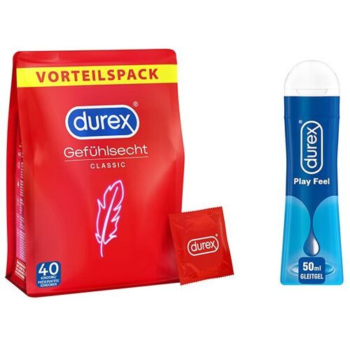 Durex Gefühlsecht hauchzarte Kondome + durex play Feel Gleitgel 1 St Set