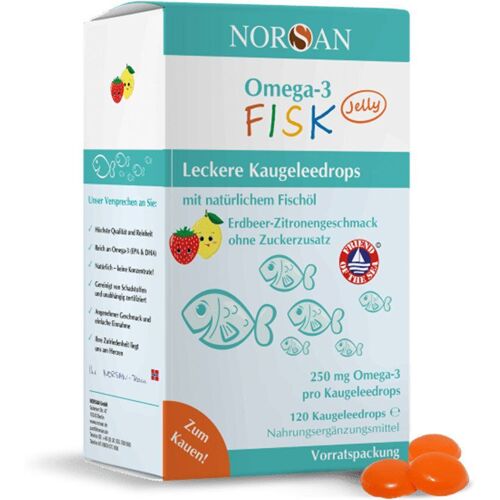 Norsan Omega-3 Fisk Jelly f.Kinder Drag.Vorratspa. 120 St Dragees