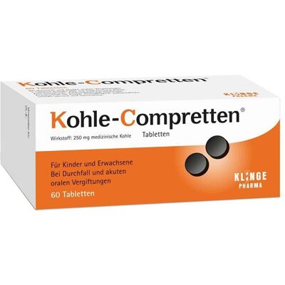 Klinge Pharma GmbH Carbone Compretten - Tabletten, 60 St, Wirkstoff: Medizinische Kohle Klinge Pharma GmbH Carbone Compretten - Tabletten, 60 St, Wirkstoff: Medizinische Kohle