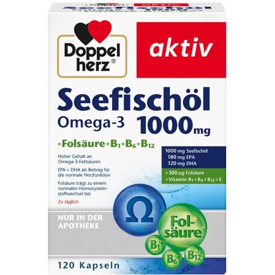 Doppelherz Doppelherz Seefischöl Omega-3 Folsäure 120 Kapseln - Nahrungsergänzungsmittel Doppelherz Doppelherz Seefischöl Omega-3 Folsäure 120 Kapseln - Nahrungsergänzungsmittel
