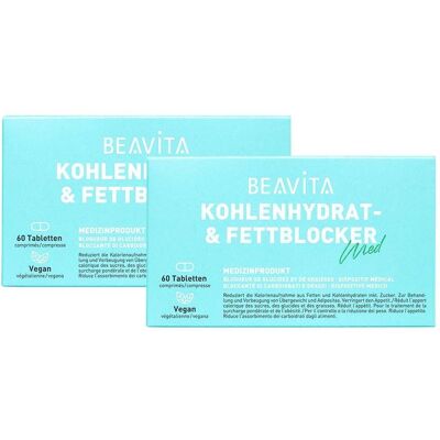 2 x Beavita Kohlenhydrat- & Fettblocker 2x60 St Tabletten 2 x Beavita Kohlenhydrat- & Fettblocker 2x60 St Tabletten