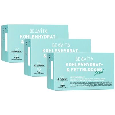 3 x Beavita Kohlenhydrat- & Fettblocker 3x60 St Tabletten 3 x Beavita Kohlenhydrat- & Fettblocker 3x60 St Tabletten