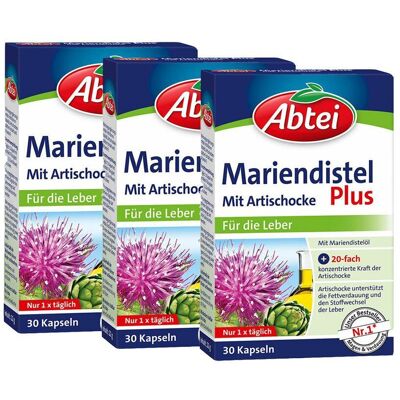 Abtei Mariendistel Plus Kaps.m.Artischocke TF 3er-Pack 3x30 St Kapseln Abtei Mariendistel Plus Kaps.m.Artischocke TF 3er-Pack 3x30 St Kapseln