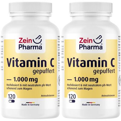 ZeinPharma Vitamin C gepuffert 1000 mg Doppelpack 2x120 St Kapseln ZeinPharma Vitamin C gepuffert 1000 mg Doppelpack 2x120 St Kapseln