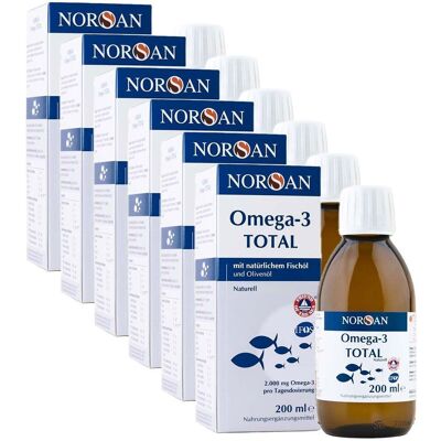 6x Norsan Omega-3 Total Naturell flüssig 6x200 ml Flüssigkeit 6x Norsan Omega-3 Total Naturell flüssig 6x200 ml Flüssigkeit