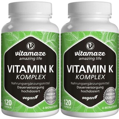 vitamaze Vitamin K1+K2 Komplex hochdosiert vegan Kapseln 2x 2x120 St vitamaze Vitamin K1+K2 Komplex hochdosiert vegan Kapseln 2x 2x120 St