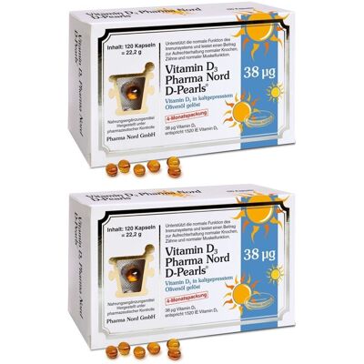 Vitamin D3 Pharma Nord D-Pearls 38 µg Kapseln 2x 2x120 St Vitamin D3 Pharma Nord D-Pearls 38 µg Kapseln 2x 2x120 St
