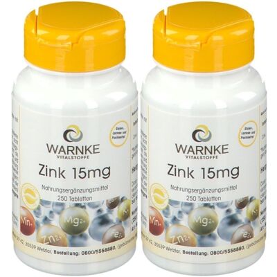 WARNKE Zink 15 mg Tabletten 2x 2x250 St WARNKE Zink 15 mg Tabletten 2x 2x250 St