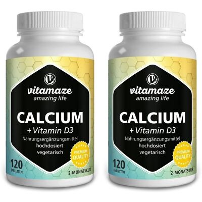 vitamaze Calcium D3 600 mg/400 I.e. vegetarisch Tabletten 2x 2x120 St vitamaze Calcium D3 600 mg/400 I.e. vegetarisch Tabletten 2x 2x120 St