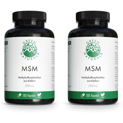 Green Naturals MSM 2100 mg vegan hochdosiert Kaps. 2x 2x180 St Kapseln Green Naturals MSM 2100 mg vegan hochdosiert Kaps. 2x 2x180 St Kapseln