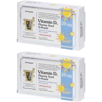 Vitamin D3 Pharma Nord 20 µg Kapseln 2x 2x120 St Vitamin D3 Pharma Nord 20 µg Kapseln 2x 2x120 St