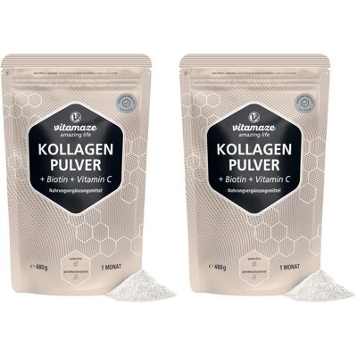 vitamaze Kollagen PULVER+Biotin+Vitamin C 2x 2x480 g Pulver vitamaze Kollagen PULVER+Biotin+Vitamin C 2x 2x480 g Pulver
