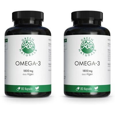 Green Naturals Omega-3 Kapseln 1835 mg vegan+DHA 2x 2x80 St Green Naturals Omega-3 Kapseln 1835 mg vegan+DHA 2x 2x80 St