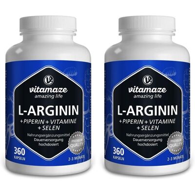 vitamaze L-Arginin 750 mg hochd.+Piperin+Vitamine Kapseln 2x 2x360 St vitamaze L-Arginin 750 mg hochd.+Piperin+Vitamine Kapseln 2x 2x360 St