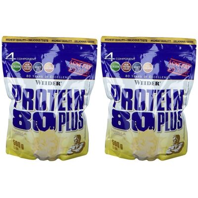 WEIDER Protein 80 Plus Vanille Pulver 2x 2x500 g WEIDER Protein 80 Plus Vanille Pulver 2x 2x500 g