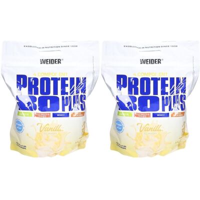 WEIDER Protein 80 Plus Vanille Pulver 2x 2x2 kg WEIDER Protein 80 Plus Vanille Pulver 2x 2x2 kg