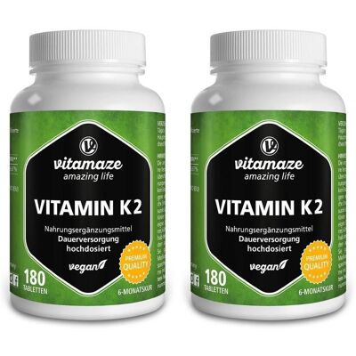 vitamaze Vitamin K2 200 µg hochdosiert vegan Tabletten 2x 2x180 St vitamaze Vitamin K2 200 µg hochdosiert vegan Tabletten 2x 2x180 St
