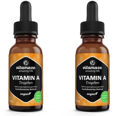 vitamaze Vitamin A 500 µg hochdosiert vegan Tropfen 2x 2x50 ml vitamaze Vitamin A 500 µg hochdosiert vegan Tropfen 2x 2x50 ml