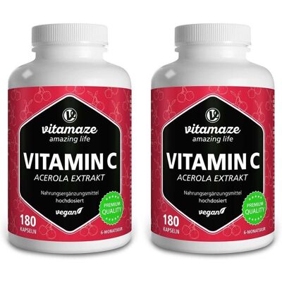 vitamaze Vitamin C 160 mg Acerola Extrakt pur vegan Kapseln 2x 2x180 St vitamaze Vitamin C 160 mg Acerola Extrakt pur vegan Kapseln 2x 2x180 St