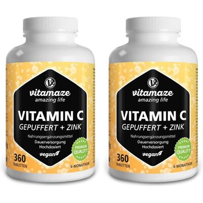 vitamaze Vitamin C Gepuffert 1000 mg hochdosiert+Zink Tabl. 2x 2x360 St Tabletten vitamaze Vitamin C Gepuffert 1000 mg hochdosiert+Zink Tabl. 2x 2x360 St Tabletten