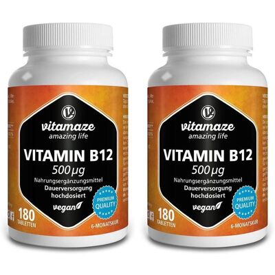 vitamaze Vitamin B12 500 µg hochdosiert vegan Tabletten 2x 2x180 St vitamaze Vitamin B12 500 µg hochdosiert vegan Tabletten 2x 2x180 St