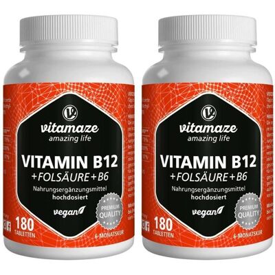 vitamaze Vitamin B12 1000 µg hochdos.+B9+B6 vegan Tabletten 2x 2x180 St vitamaze Vitamin B12 1000 µg hochdos.+B9+B6 vegan Tabletten 2x 2x180 St