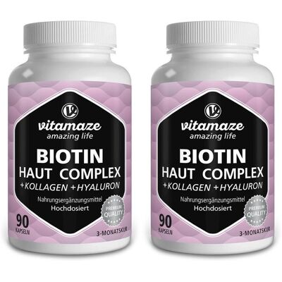 vitamaze Biotin Haut Komplex hochdosiert+Kollagen Kapseln 2x 2x90 St vitamaze Biotin Haut Komplex hochdosiert+Kollagen Kapseln 2x 2x90 St