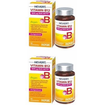 Vitamin B12 Hevert 500 µg Duo Aktiv Lutschtabl. 2x 2x180 St Lutschtabletten Vitamin B12 Hevert 500 µg Duo Aktiv Lutschtabl. 2x 2x180 St Lutschtabletten