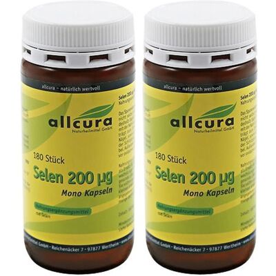 allcura Selen 200 µg Mono Kapseln 2x 2x180 St allcura Selen 200 µg Mono Kapseln 2x 2x180 St