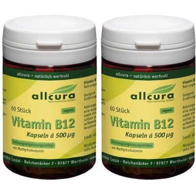 allcura Vitamin B12 A 500 µg Methylcobalamin Kapseln 2x 2x60 St allcura Vitamin B12 A 500 µg Methylcobalamin Kapseln 2x 2x60 St