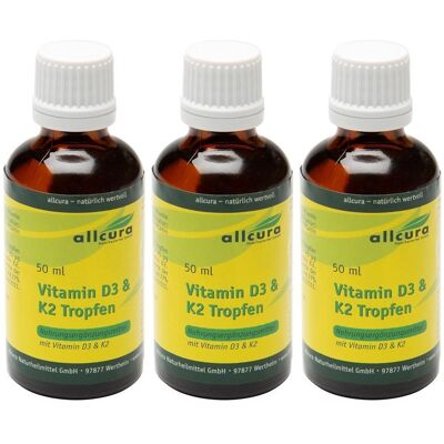 allcura Vitamin D3 & K2 Tropfen 1000 I.e./20 µg je x3 3x50 ml allcura Vitamin D3 & K2 Tropfen 1000 I.e./20 µg je x3 3x50 ml