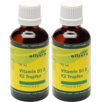 allcura Vitamin D3 & K2 Tropfen 1000 I.e./20 µg je x2 2x50 ml allcura Vitamin D3 & K2 Tropfen 1000 I.e./20 µg je x2 2x50 ml