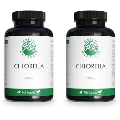 Green Naturals Chlorella Kapseln 2400 mg vegan x2 2x240 St Green Naturals Chlorella Kapseln 2400 mg vegan x2 2x240 St